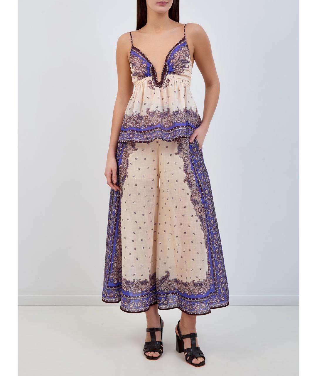 ZIMMERMANN Мульти льняные брюки широкие, фото 2