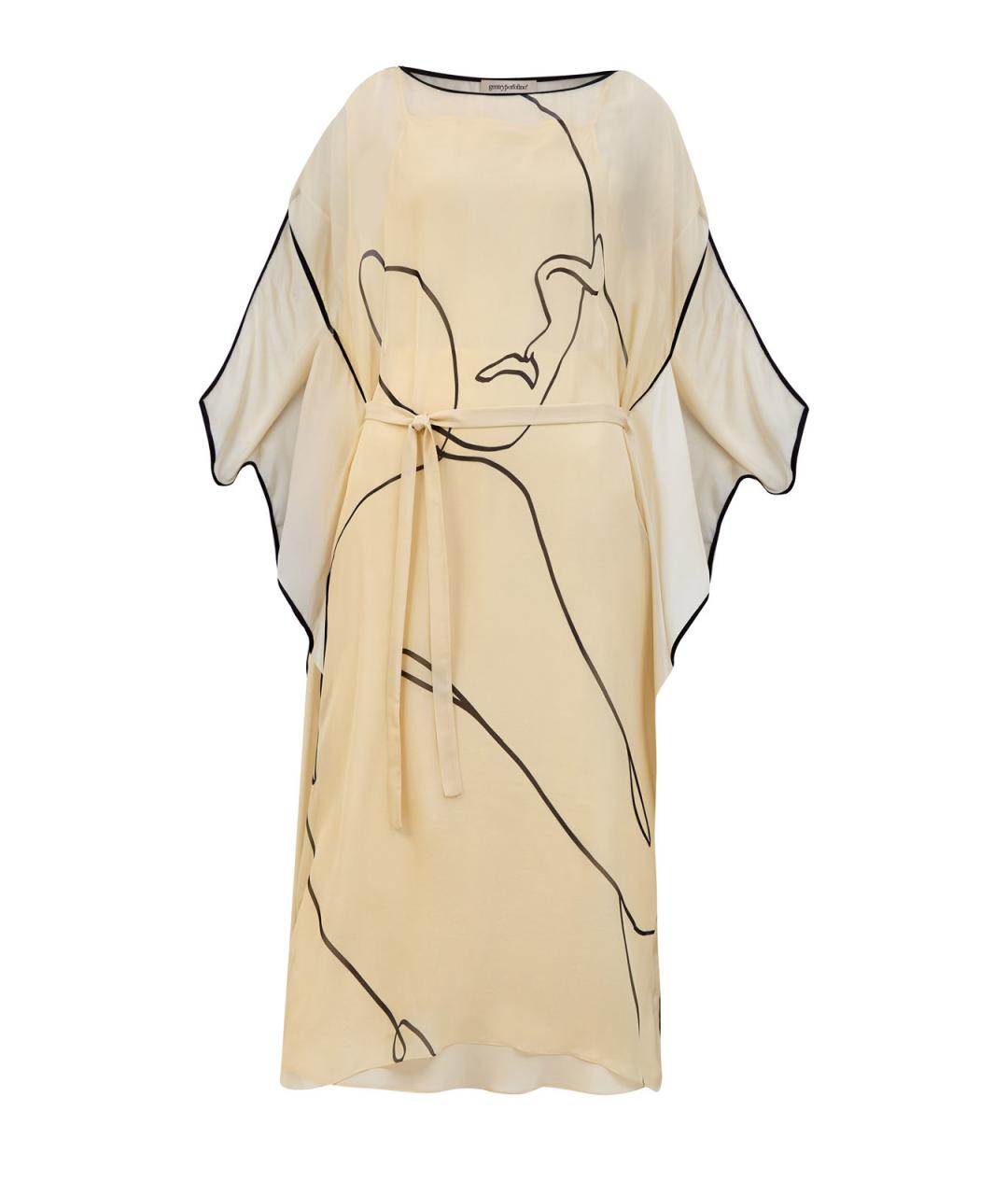 GENTRY PORTOFINO Бежевое шелковое повседневное платье, фото 1