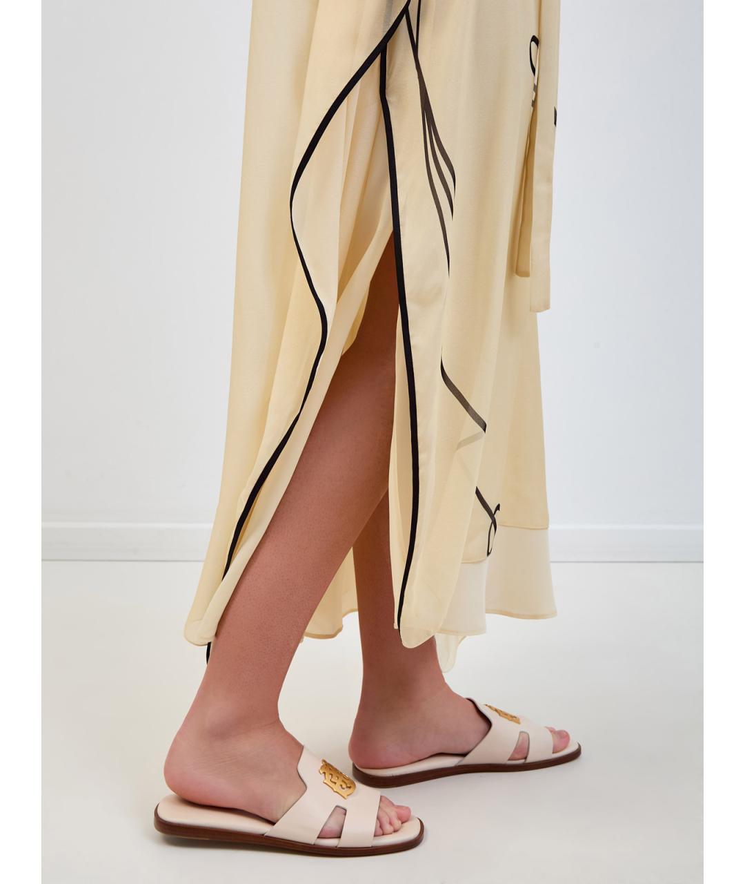 GENTRY PORTOFINO Бежевое шелковое повседневное платье, фото 3