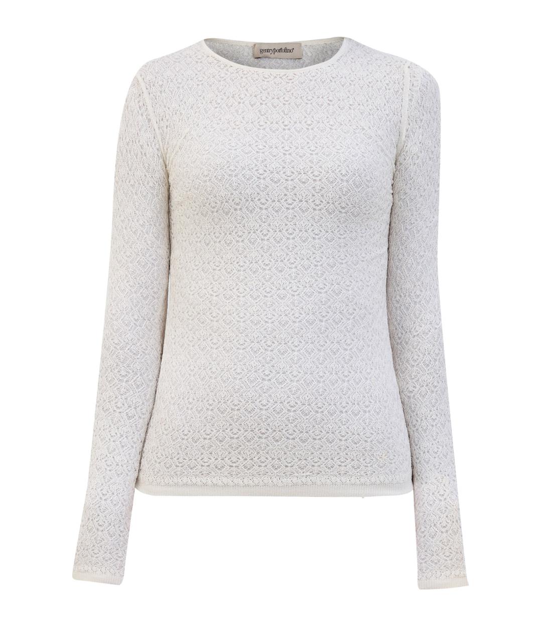 GENTRY PORTOFINO Белый шелковый джемпер / свитер, фото 1