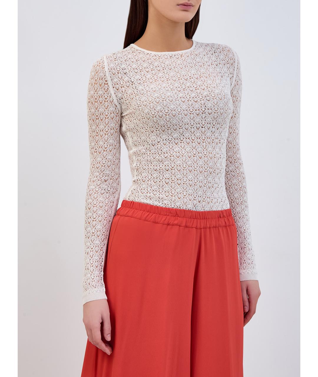 GENTRY PORTOFINO Белый шелковый джемпер / свитер, фото 3