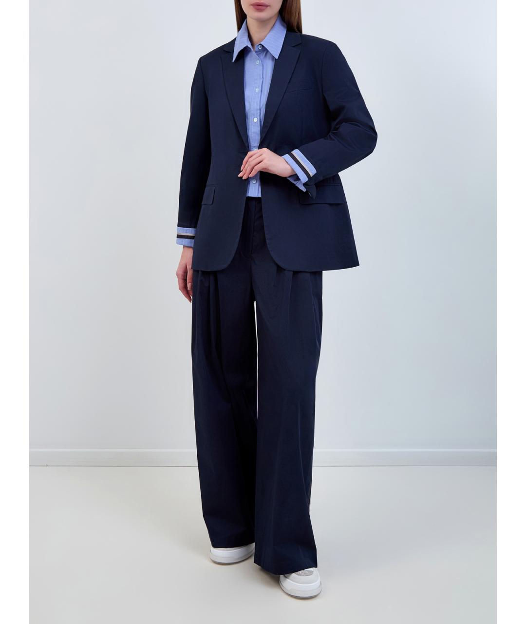 LORENA ANTONIAZZI Синий хлопковый жакет/пиджак, фото 2