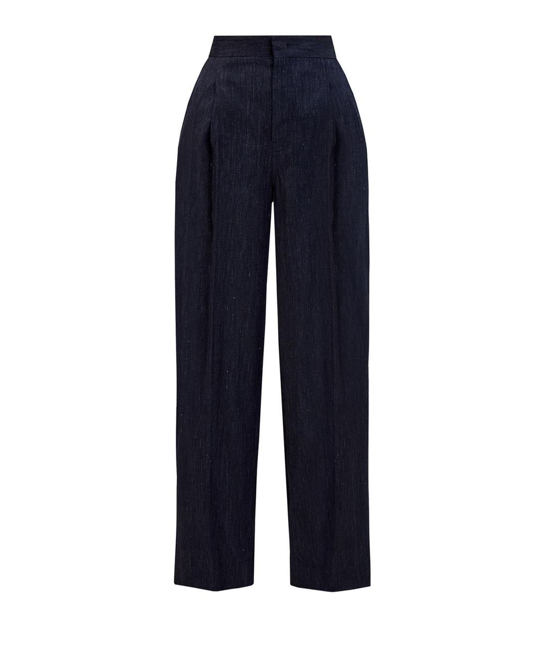 LORENA ANTONIAZZI Темно-синие льняные брюки широкие, фото 1