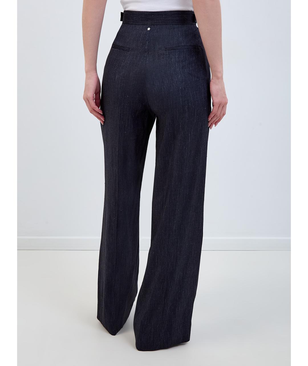 LORENA ANTONIAZZI Темно-синие льняные брюки широкие, фото 4