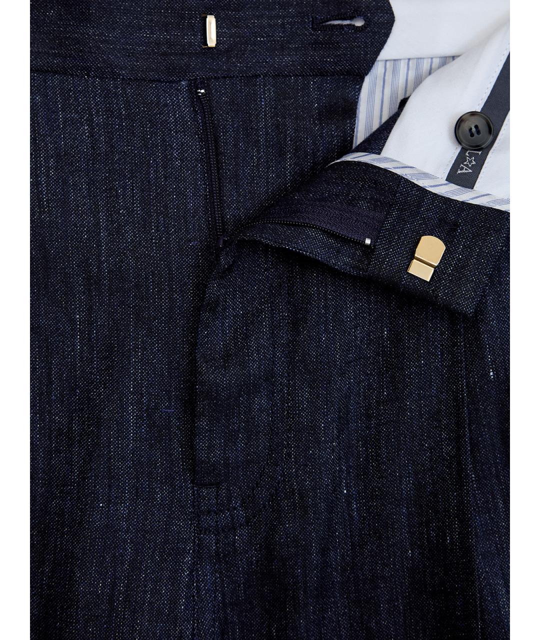 LORENA ANTONIAZZI Темно-синие льняные брюки широкие, фото 6