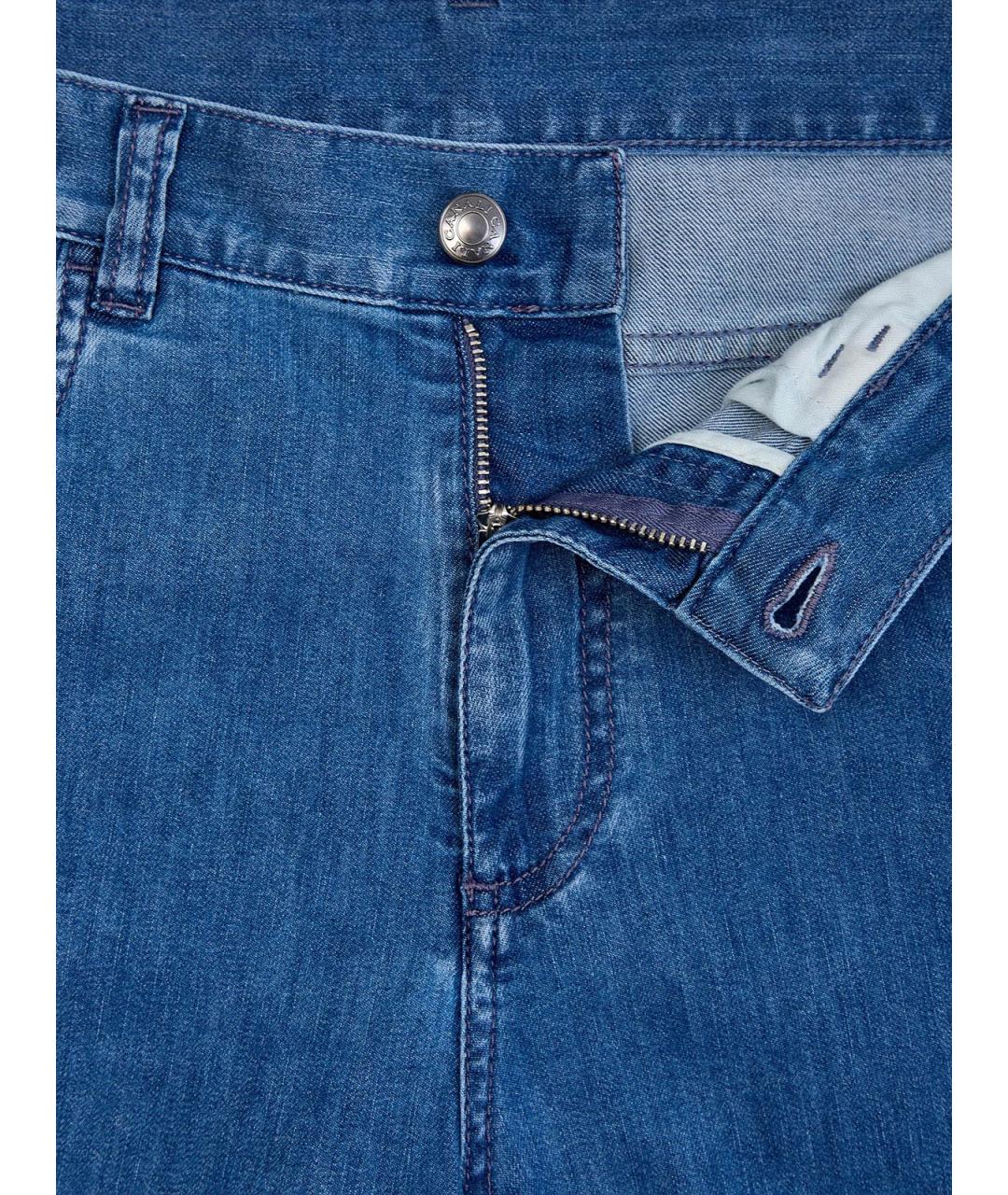 CANALI Голубые хлопковые прямые джинсы, фото 6