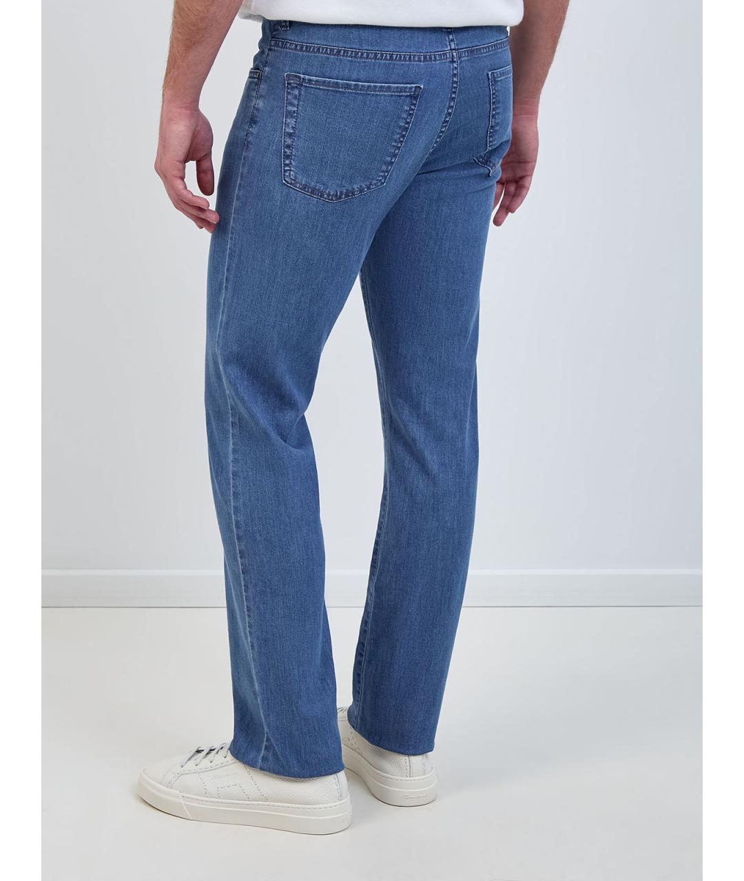 CANALI Голубые хлопковые прямые джинсы, фото 5