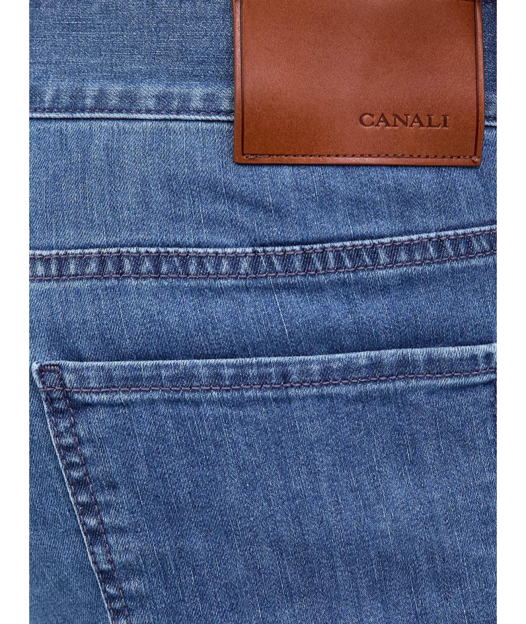 CANALI Голубые хлопковые прямые джинсы, фото 4