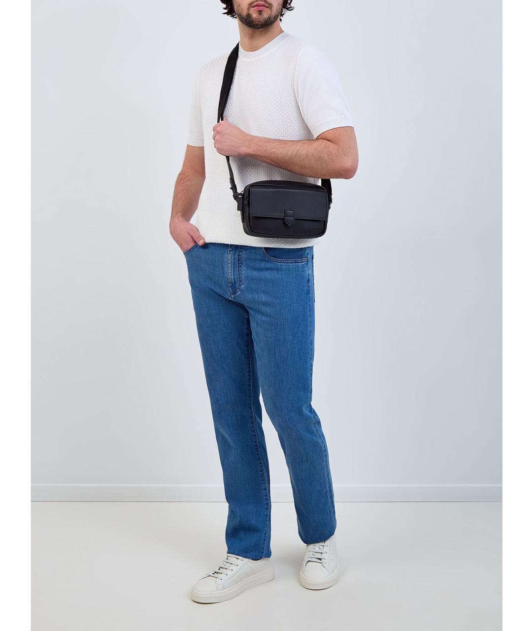 CANALI Голубые хлопковые прямые джинсы, фото 2