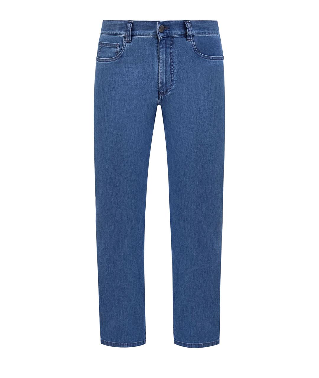 CANALI Голубые хлопковые прямые джинсы, фото 1