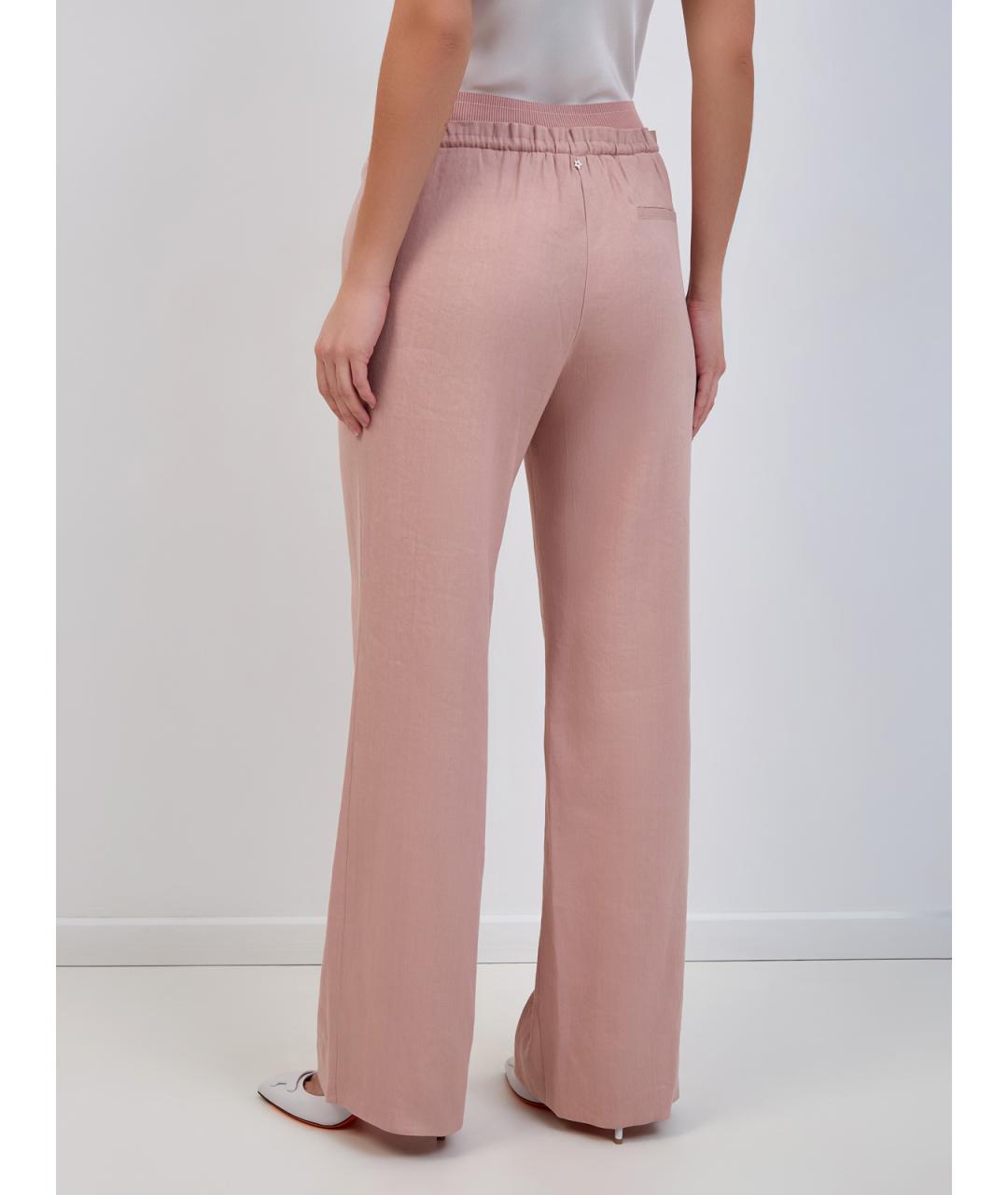 LORENA ANTONIAZZI Розовые льняные прямые брюки, фото 4