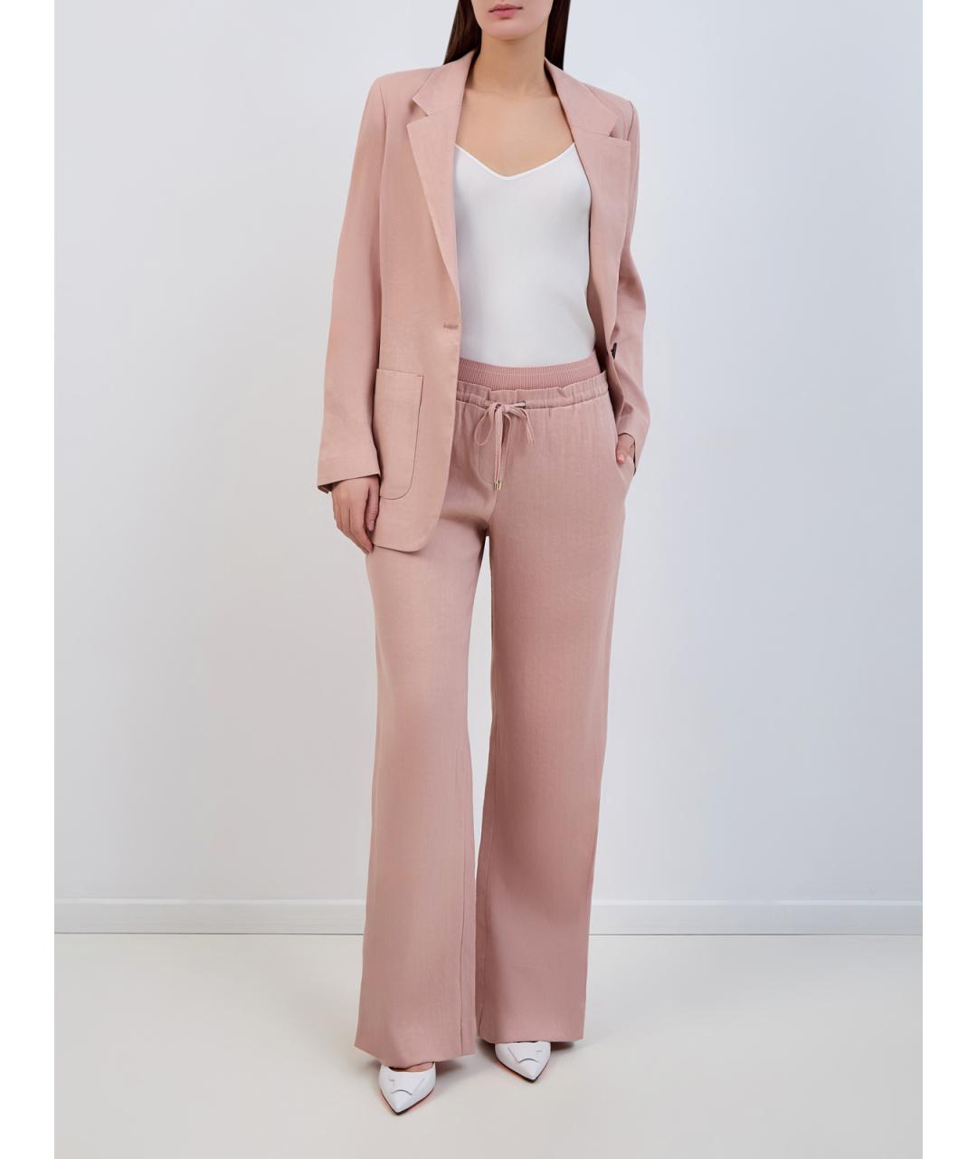 LORENA ANTONIAZZI Розовые льняные прямые брюки, фото 2