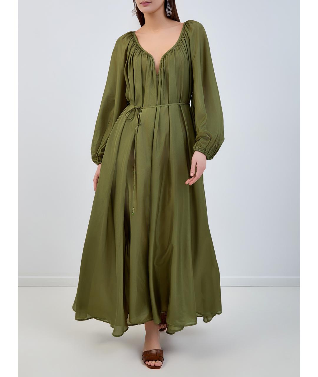 ZIMMERMANN Зеленые шелковое повседневное платье, фото 2