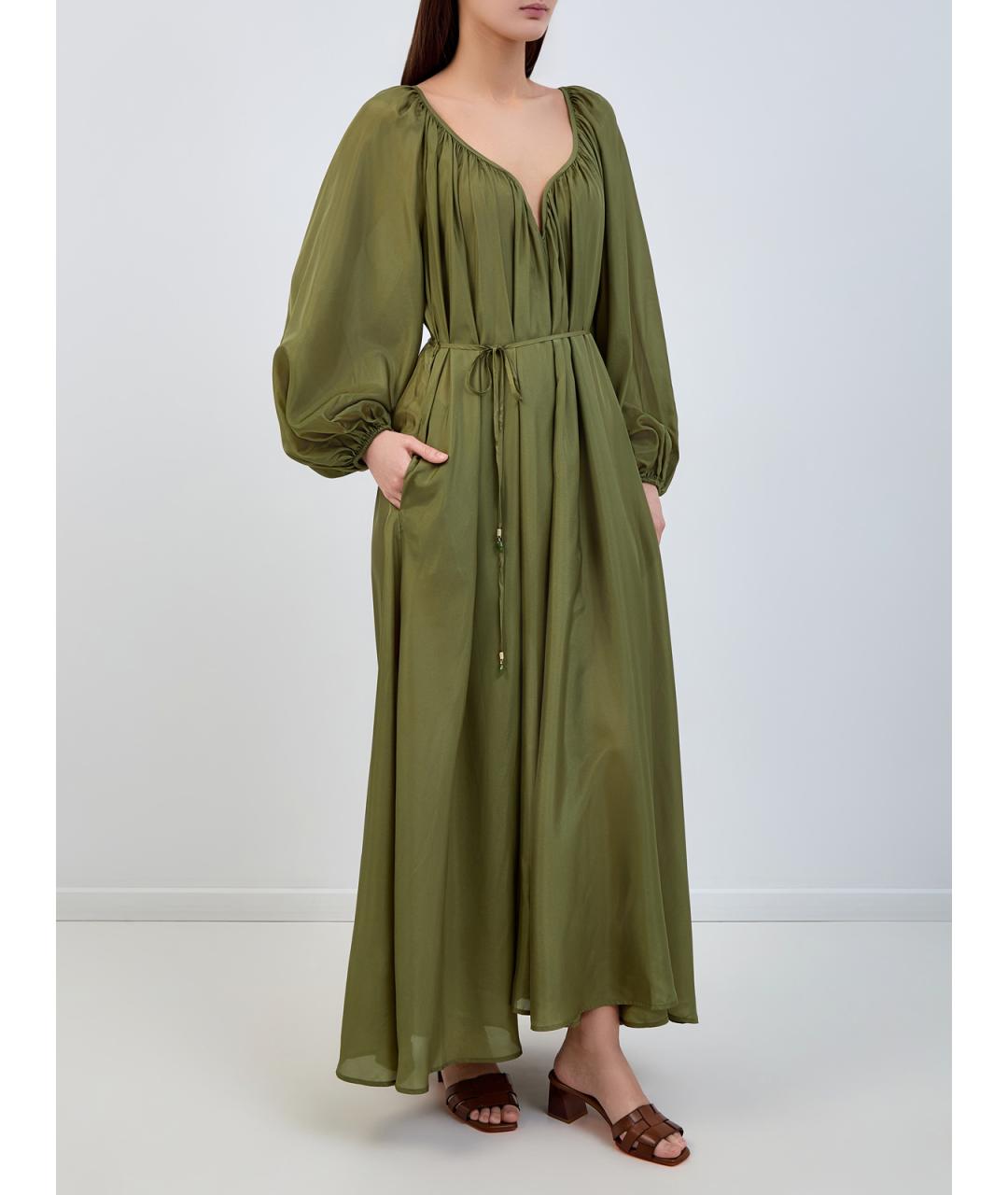 ZIMMERMANN Зеленые шелковое повседневное платье, фото 3