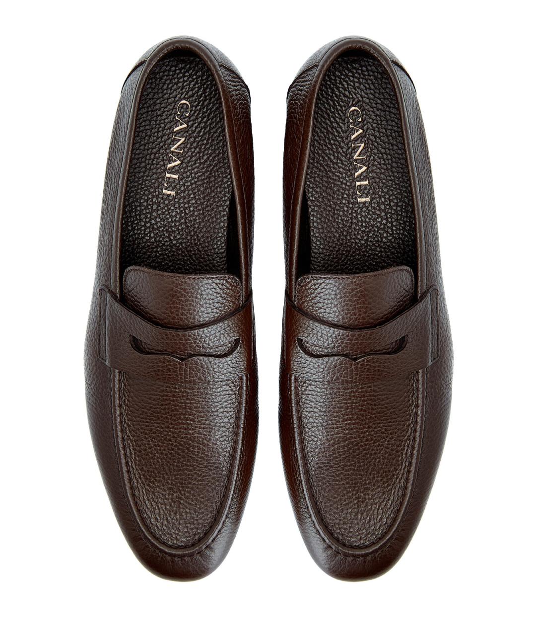 CANALI Коричневые кожаные лоферы, фото 6