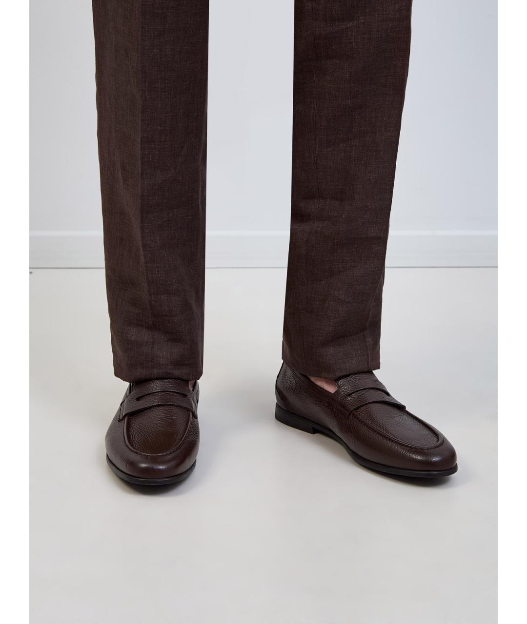 CANALI Коричневые кожаные лоферы, фото 2