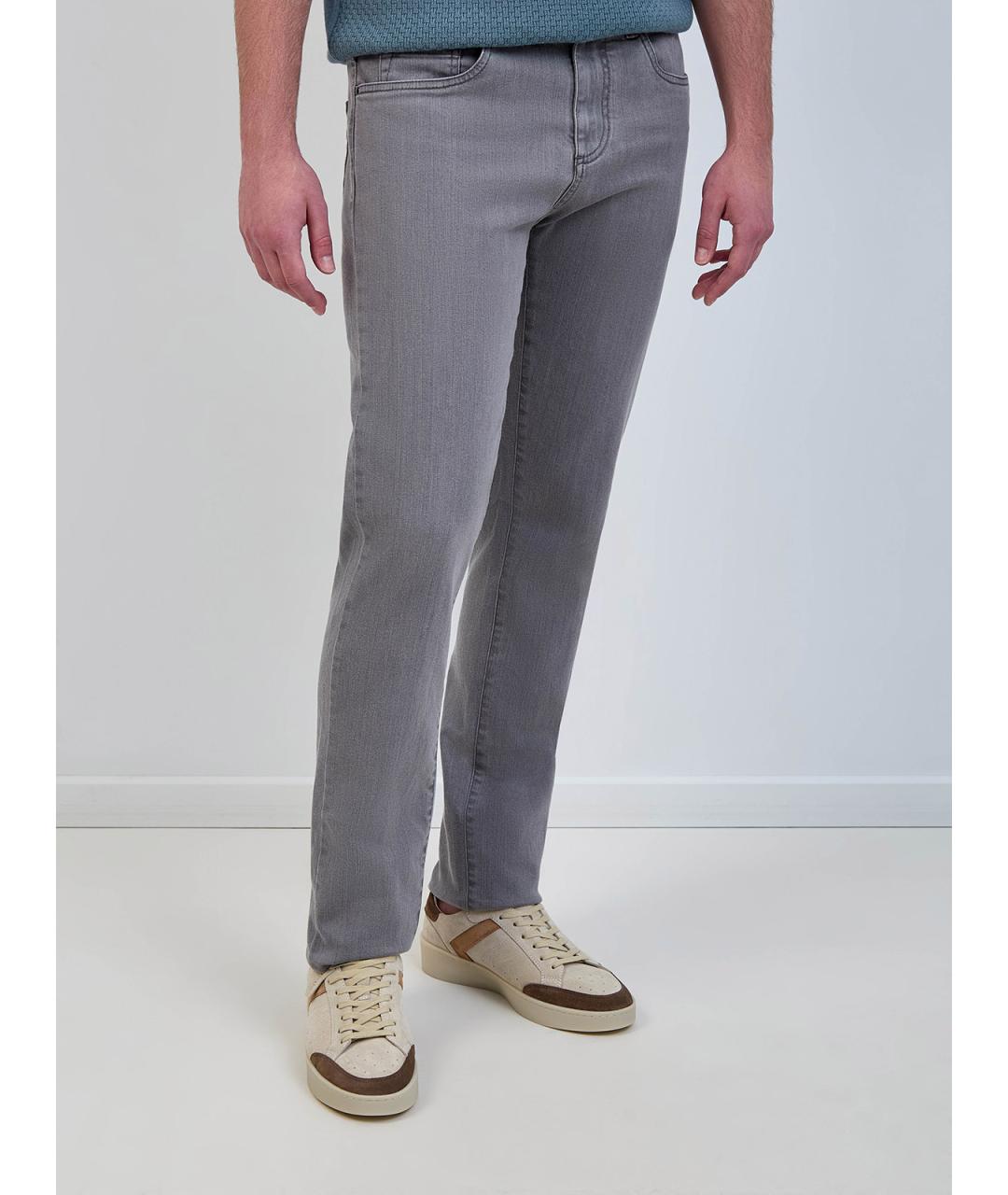 CANALI Серые хлопковые прямые джинсы, фото 3