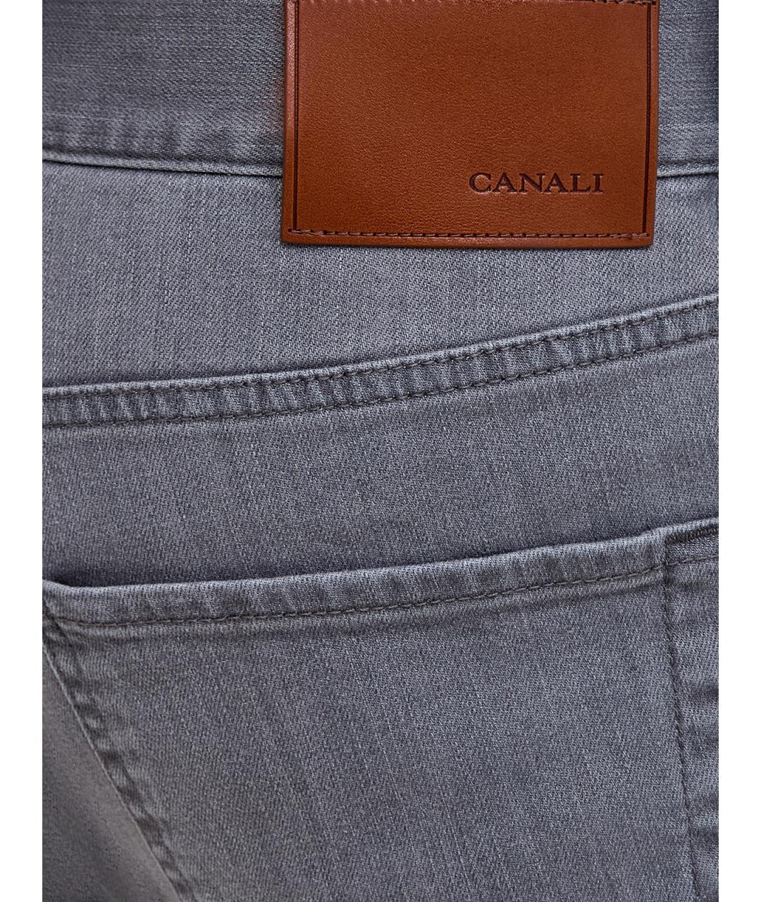 CANALI Серые хлопковые прямые джинсы, фото 6