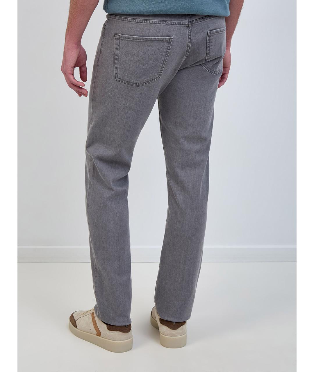 CANALI Серые хлопковые прямые джинсы, фото 4