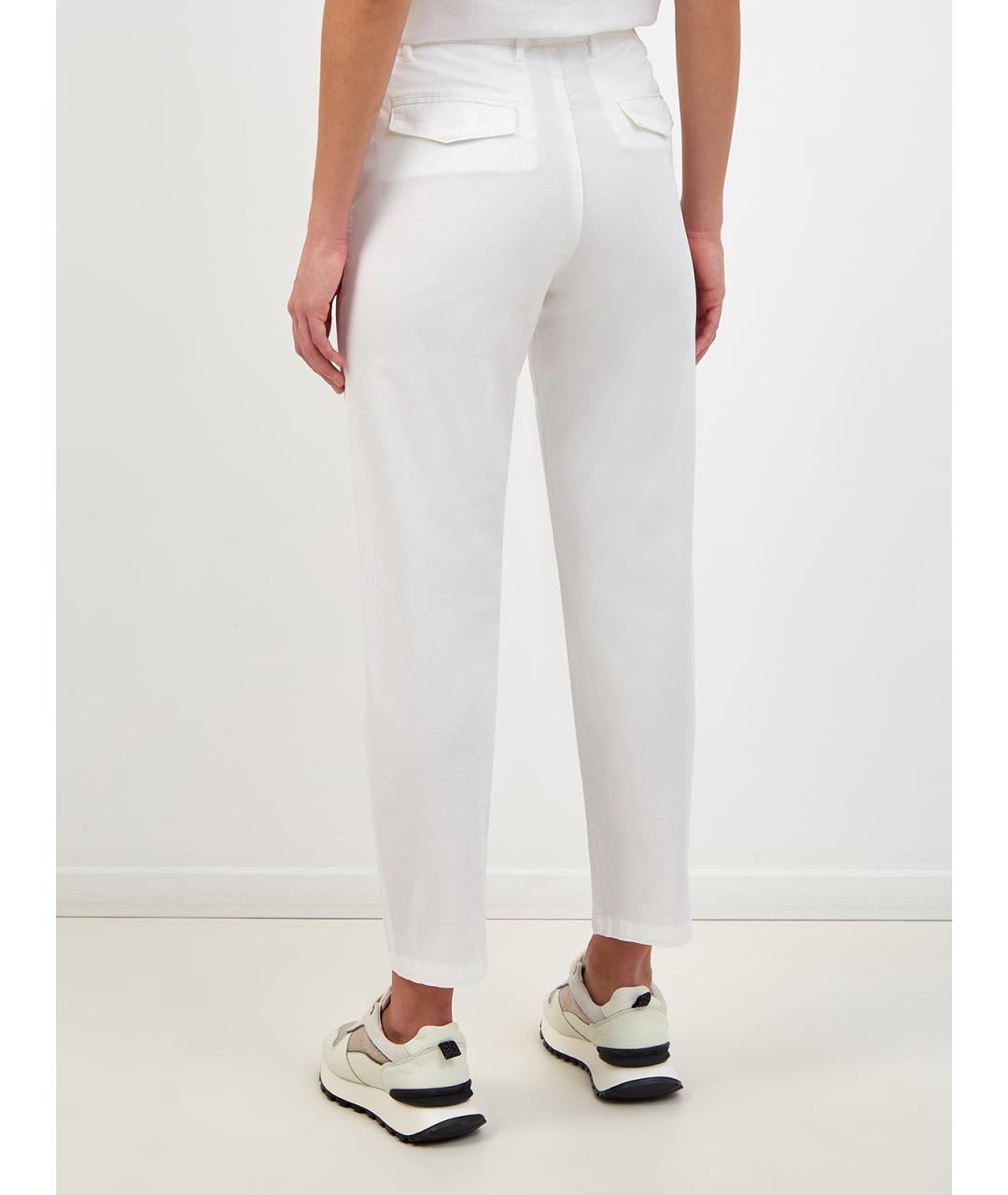 ELEVENTY Белые хлопковые брюки узкие, фото 4