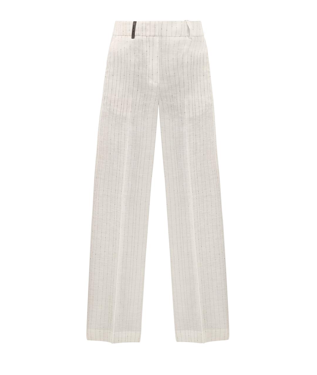 PESERICO Бежевые льняные прямые брюки, фото 1