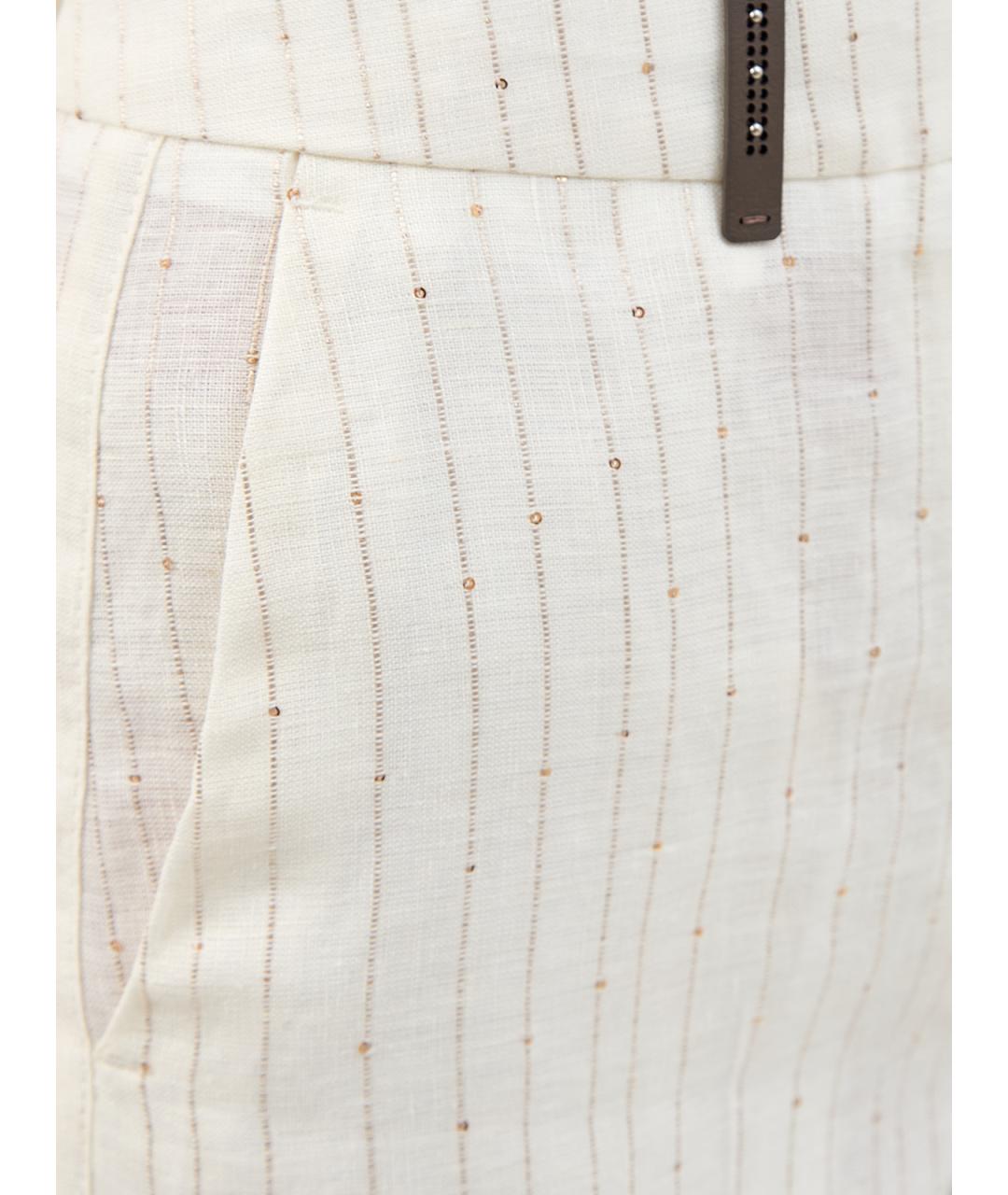 PESERICO Бежевые льняные прямые брюки, фото 5