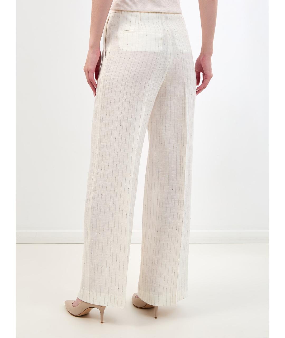 PESERICO Бежевые льняные прямые брюки, фото 4