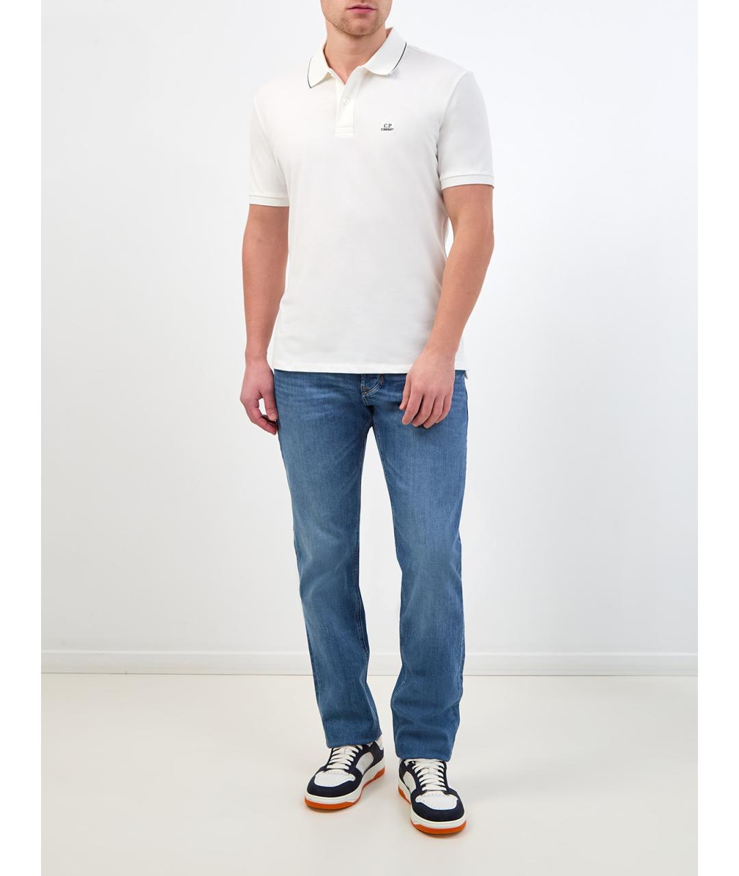 CP COMPANY Белое хлопковое поло с коротким рукавом, фото 2