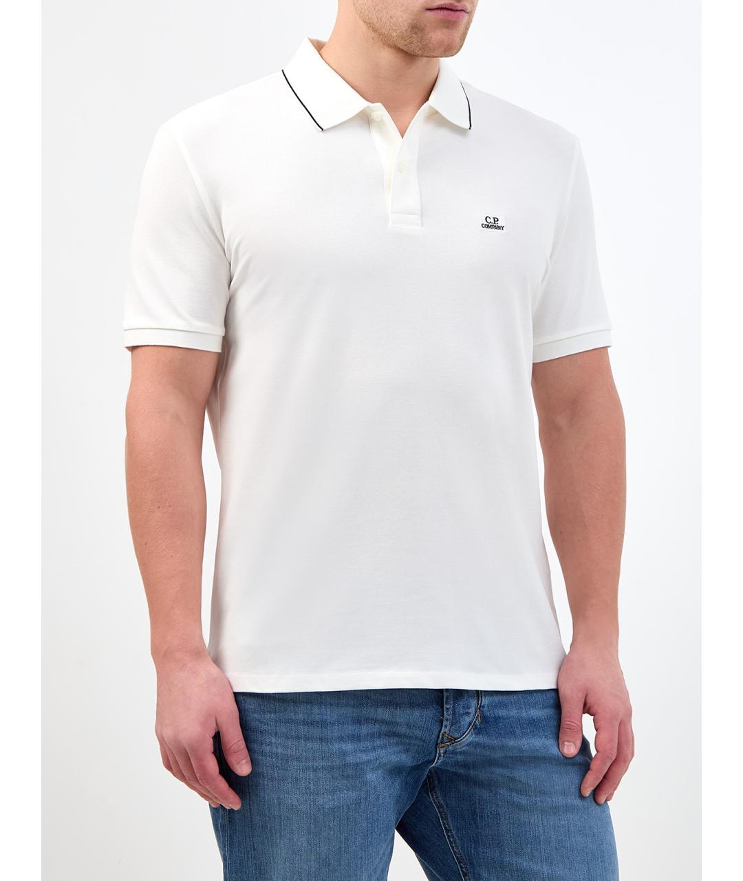 CP COMPANY Белое хлопковое поло с коротким рукавом, фото 3