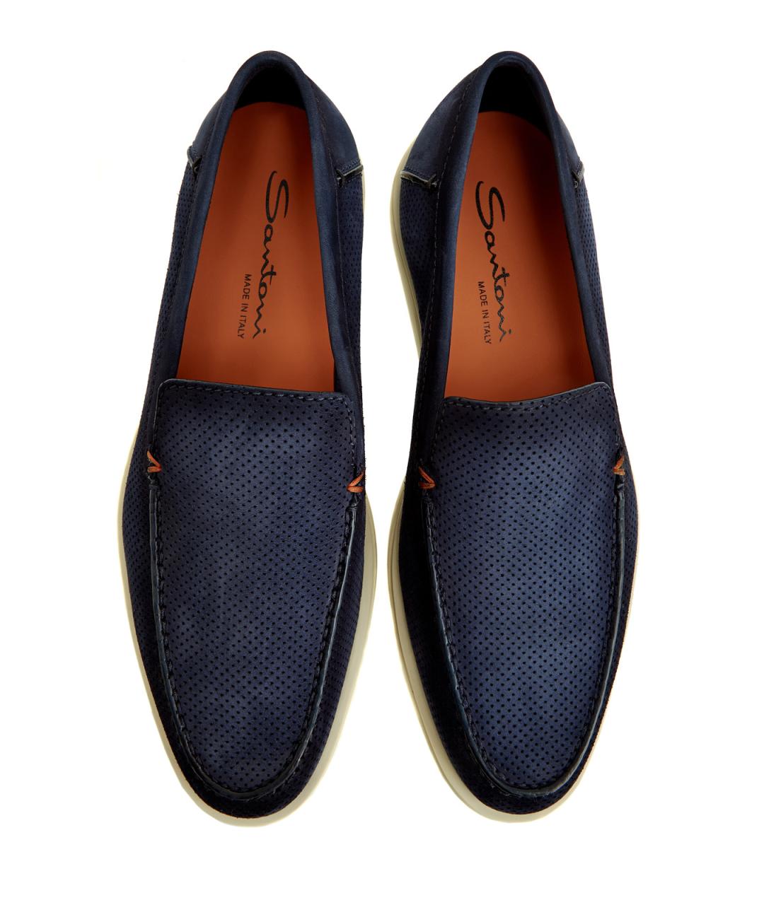 SANTONI Синие кожаные лоферы, фото 5