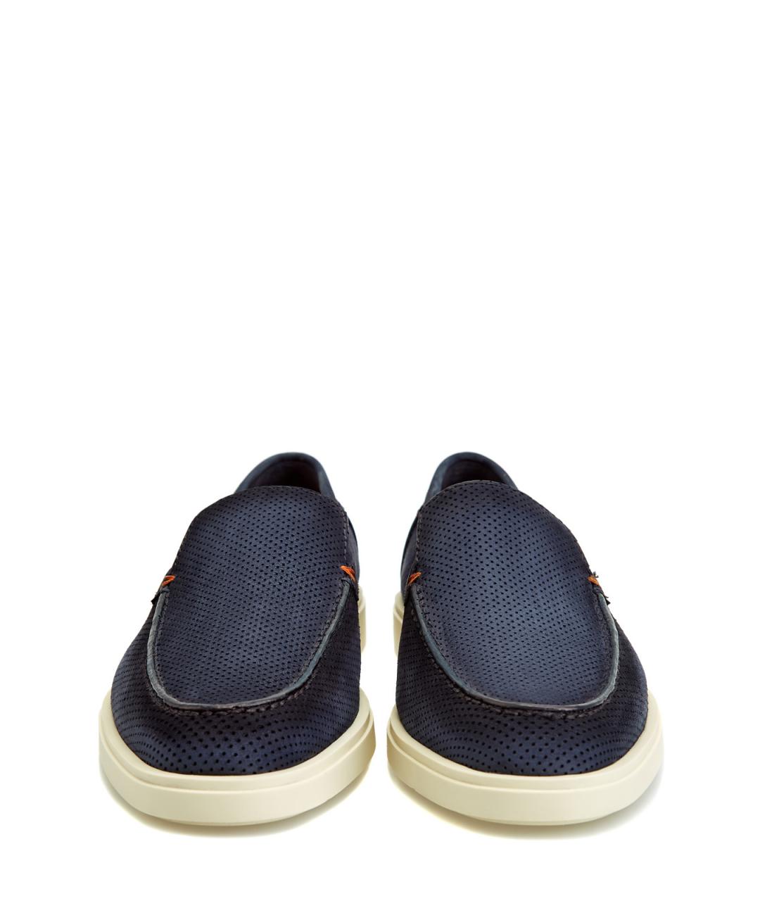 SANTONI Синие кожаные лоферы, фото 6