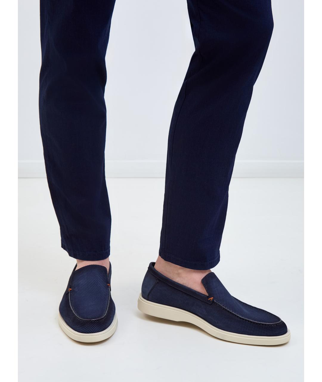 SANTONI Синие кожаные лоферы, фото 2