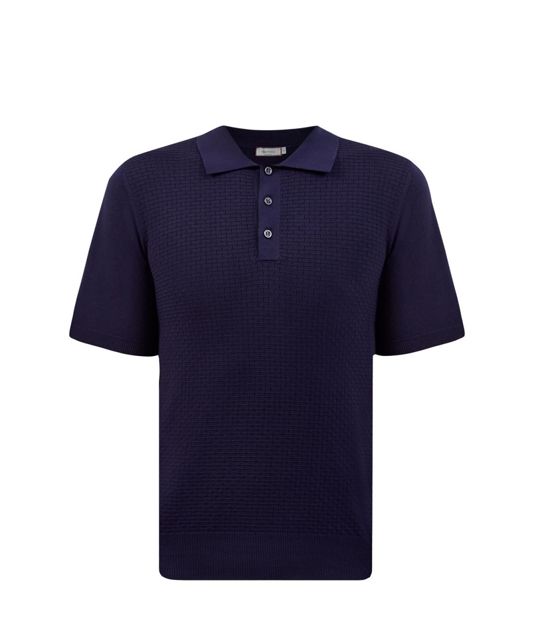 CANALI Синее хлопковое поло с коротким рукавом, фото 6