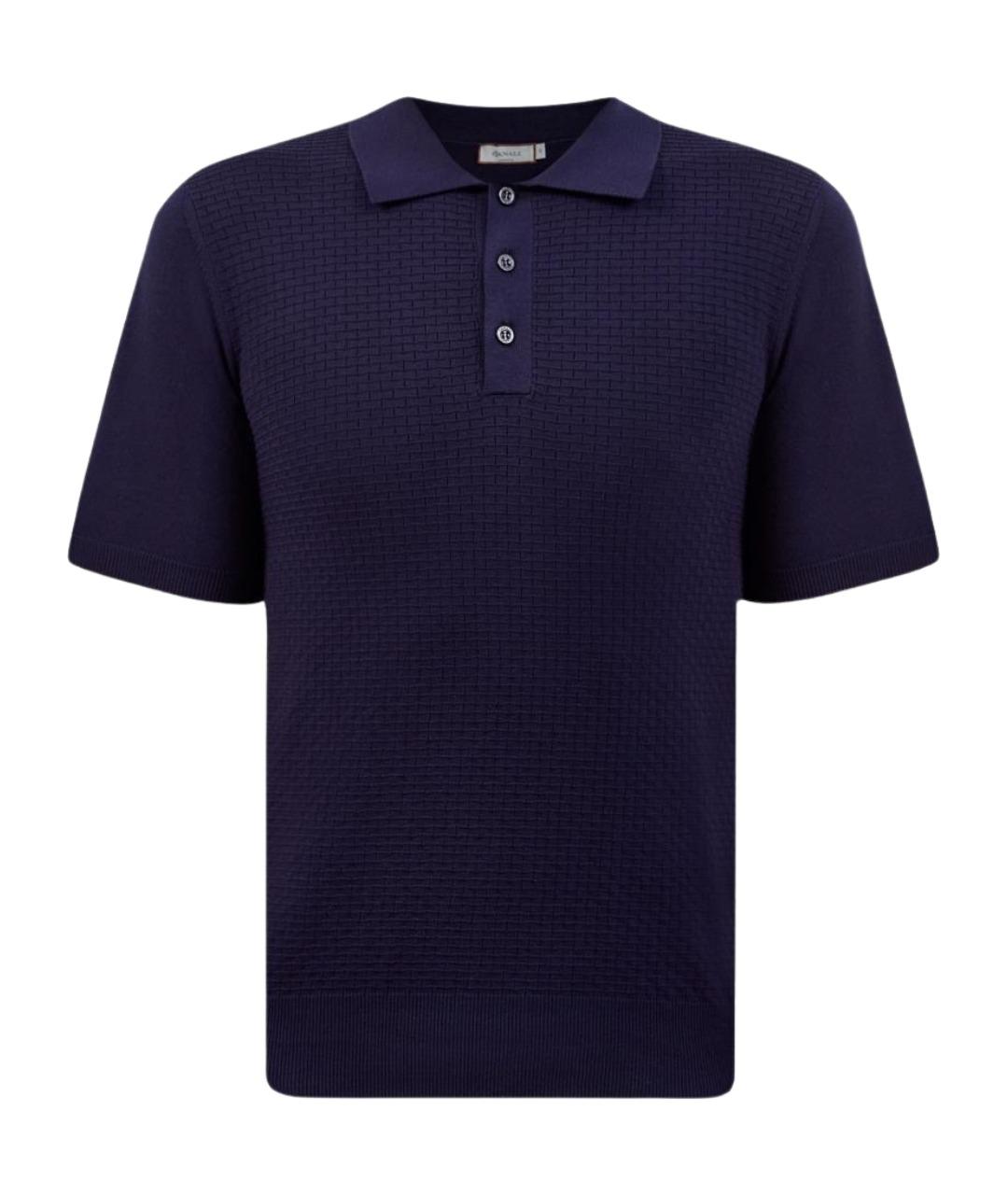 CANALI Синее хлопковое поло с коротким рукавом, фото 1