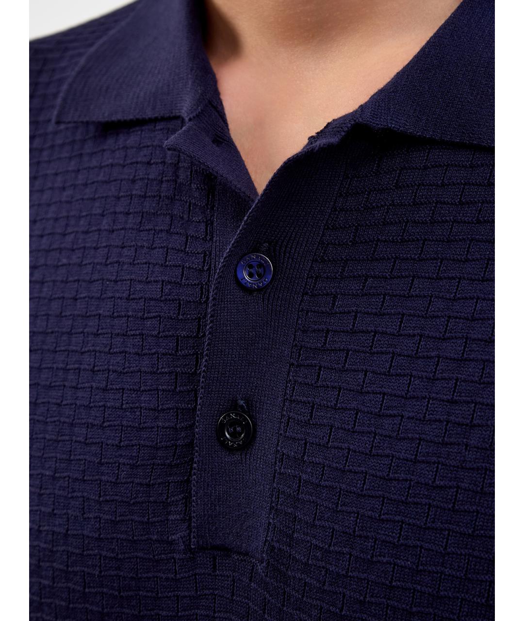 CANALI Синее хлопковое поло с коротким рукавом, фото 5