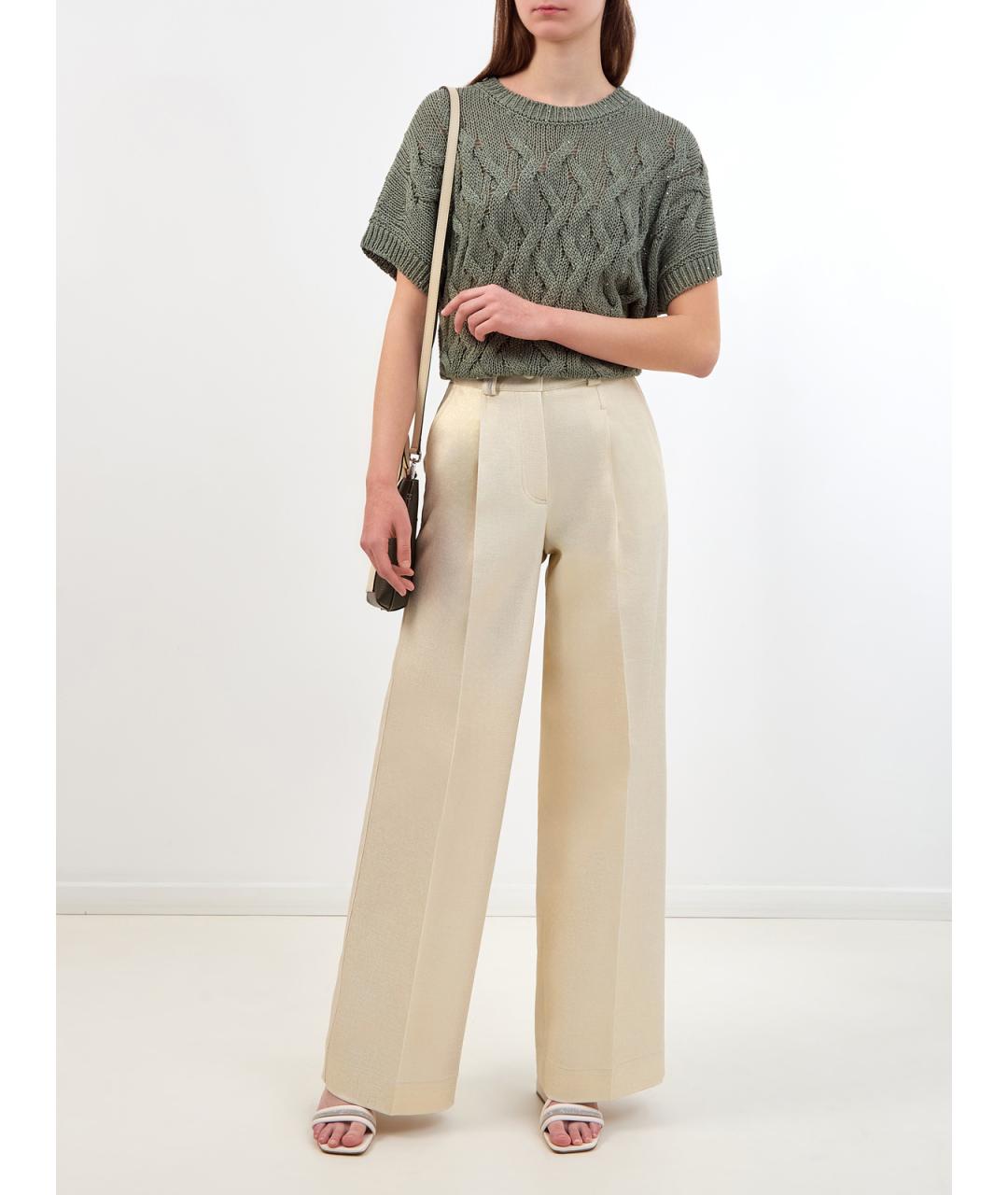PESERICO Бежевые хлопковые брюки широкие, фото 2