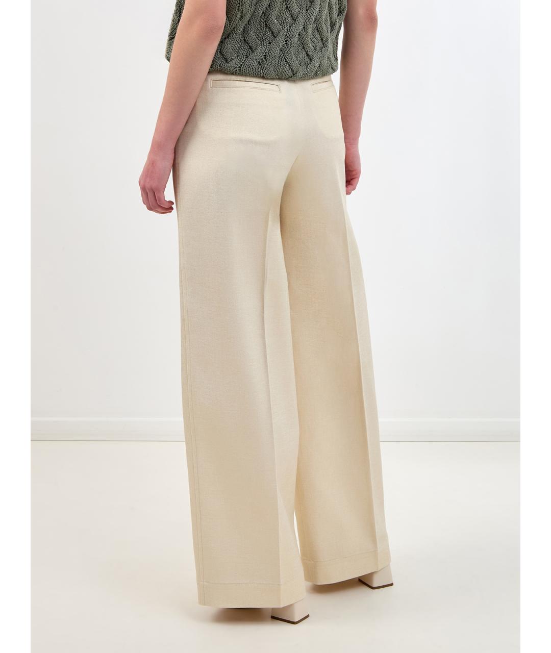 PESERICO Бежевые хлопковые брюки широкие, фото 4