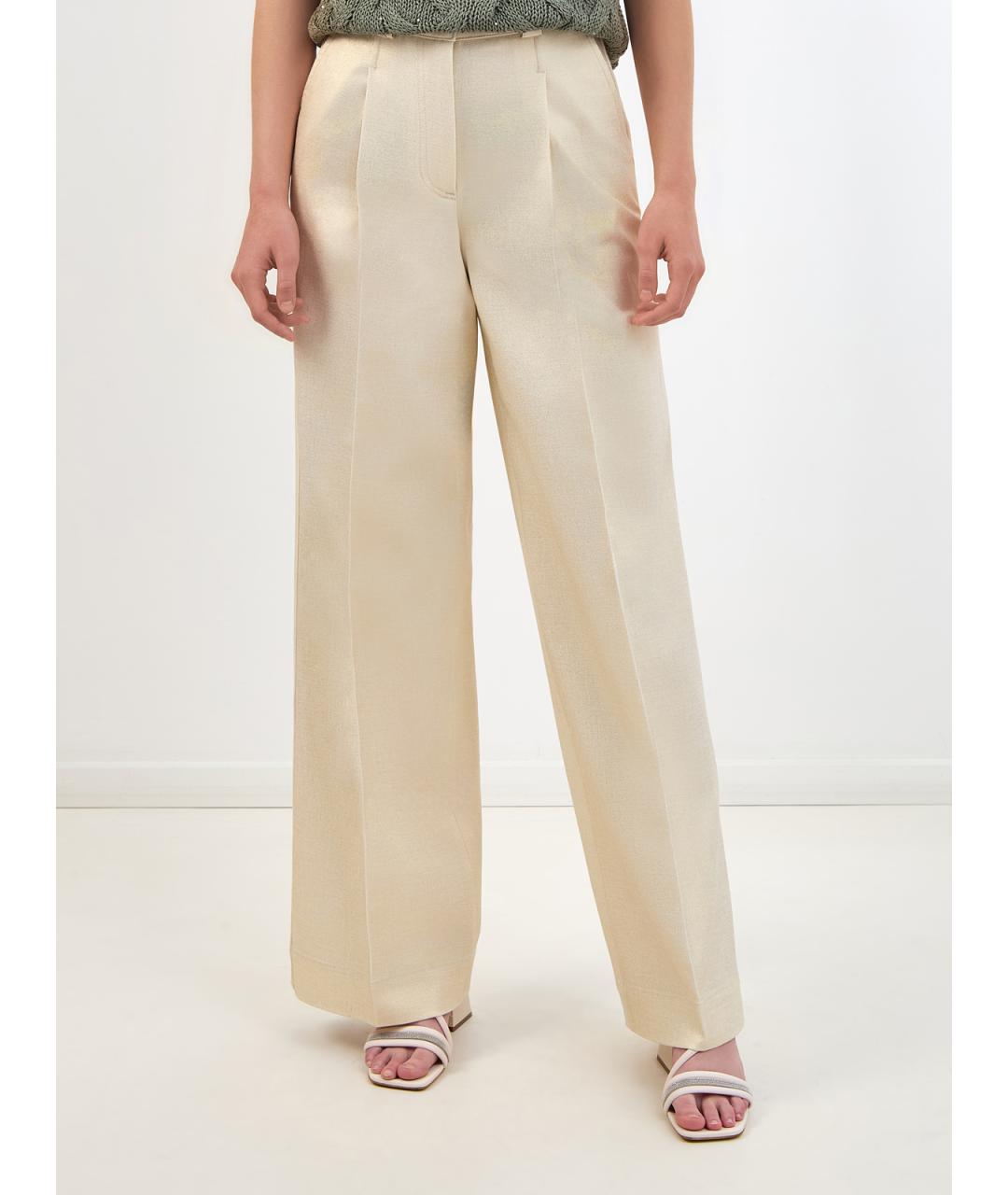 PESERICO Бежевые хлопковые брюки широкие, фото 3