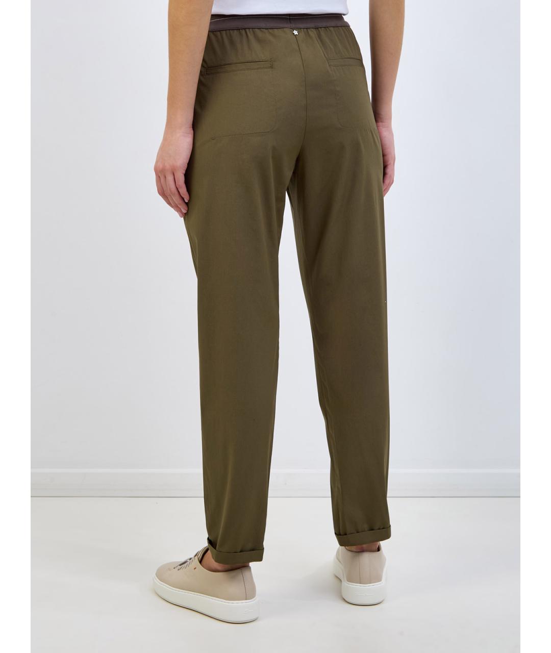 LORENA ANTONIAZZI Зеленые хлопковые прямые брюки, фото 4