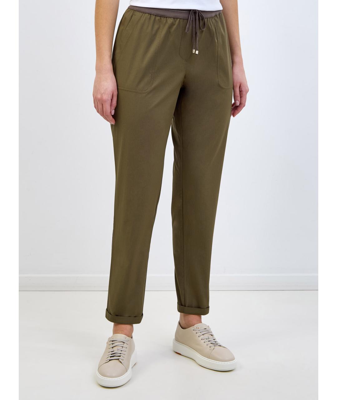 LORENA ANTONIAZZI Зеленые хлопковые прямые брюки, фото 3