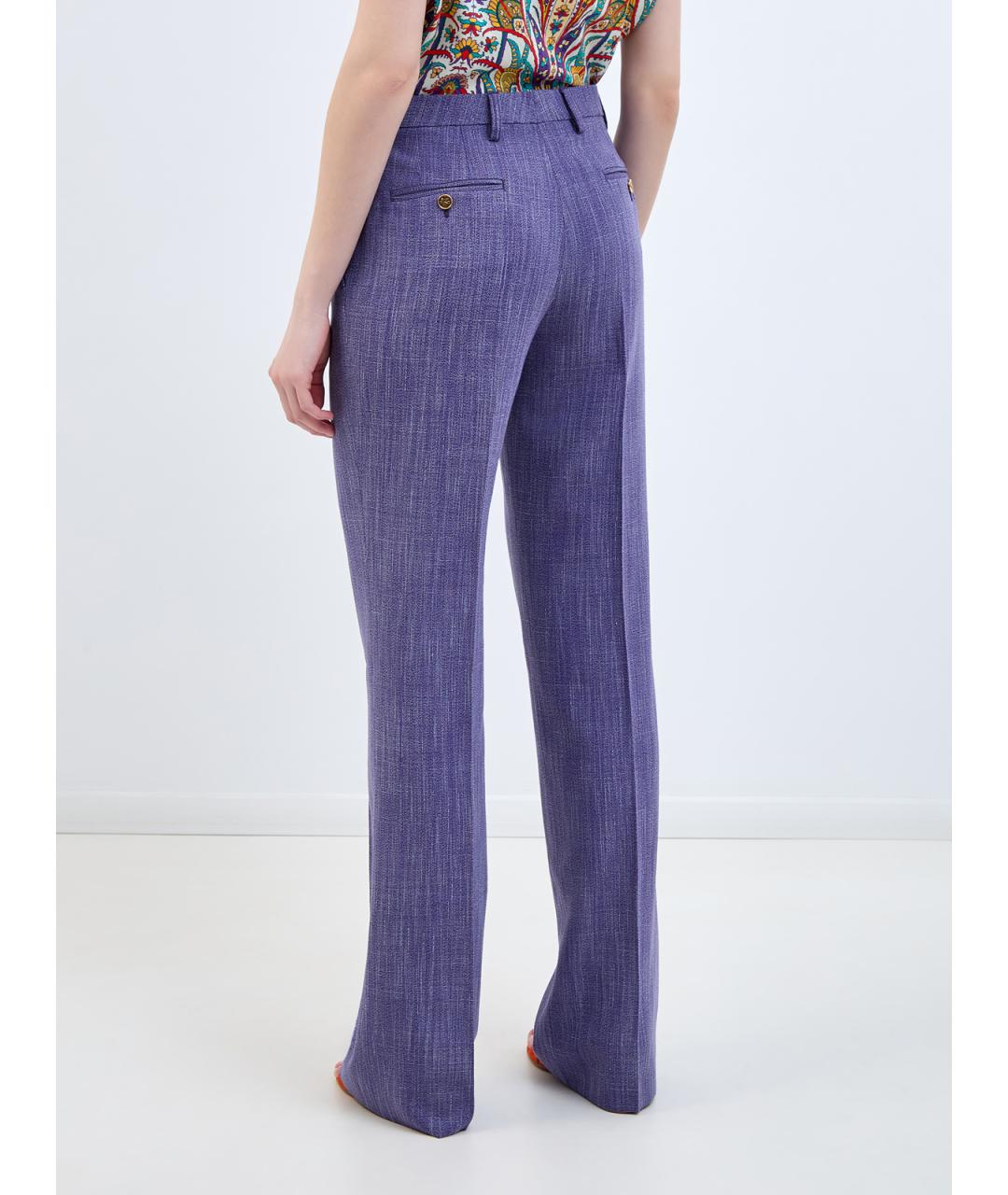 ETRO Фиолетовые вискозные прямые брюки, фото 4