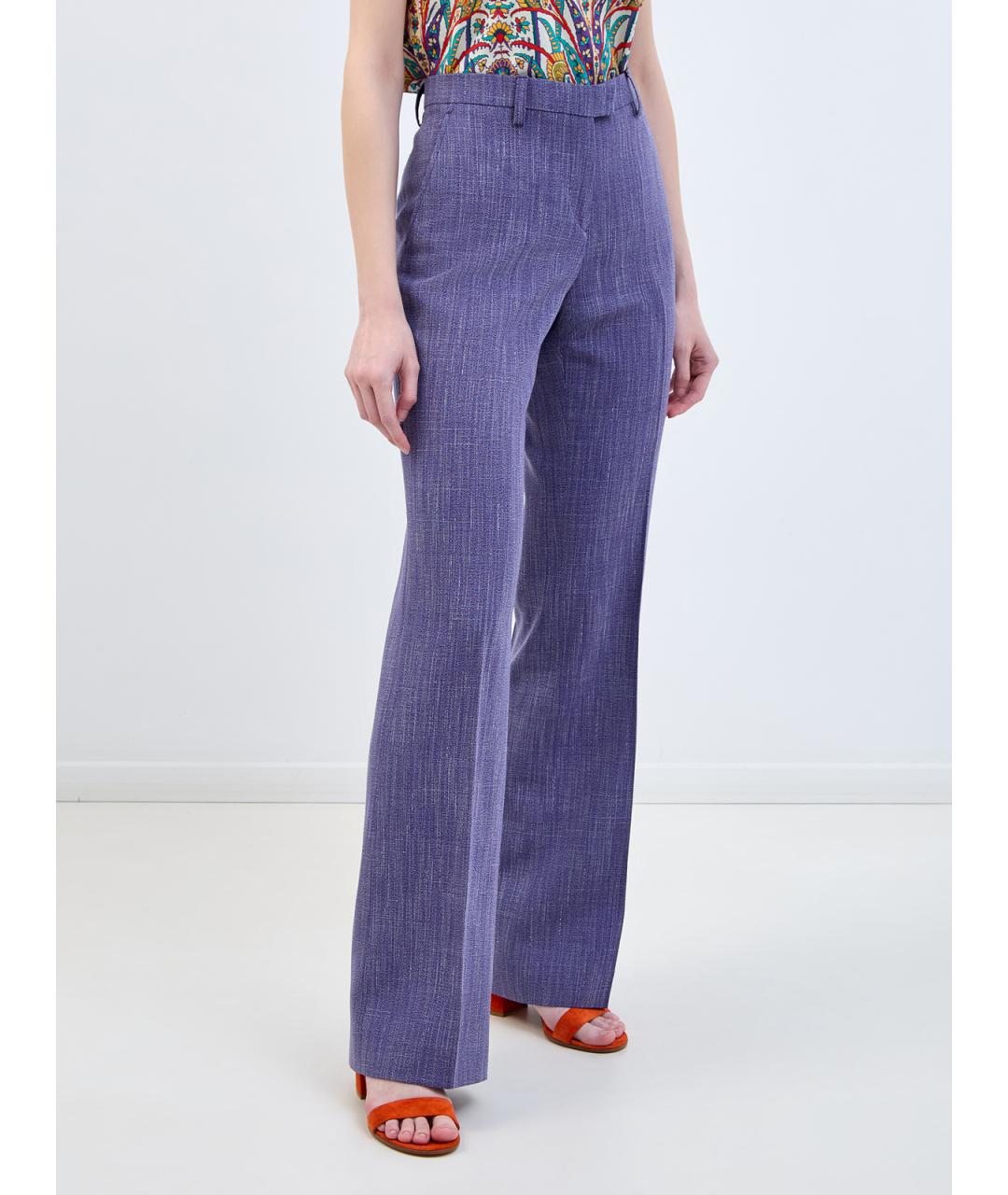 ETRO Фиолетовые вискозные прямые брюки, фото 3