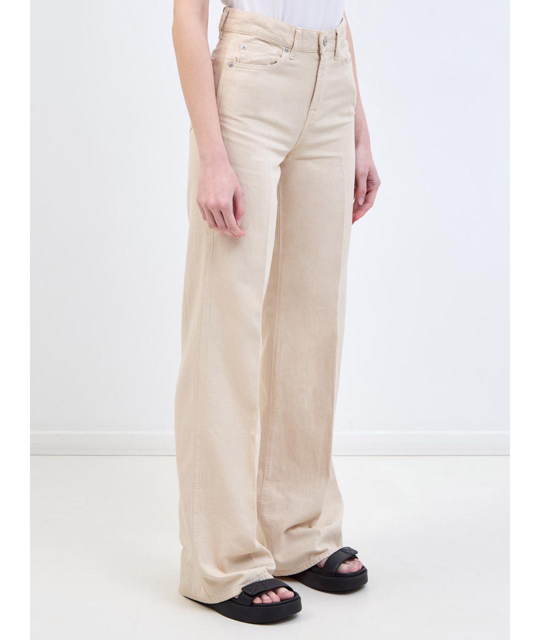 7 FOR ALL MANKIND Бежевые хлопковые джинсы клеш, фото 3