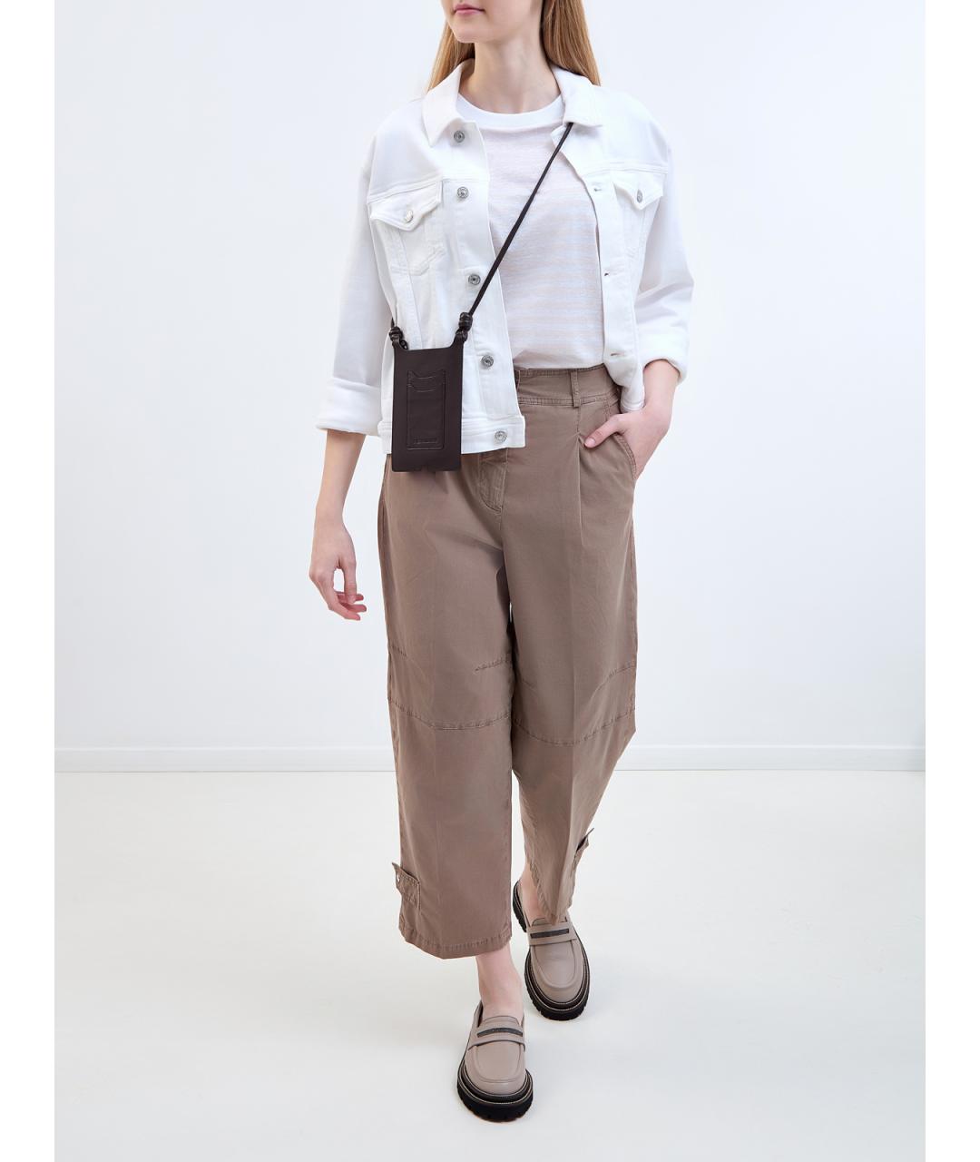 PESERICO Коричневые хлопковые прямые брюки, фото 2