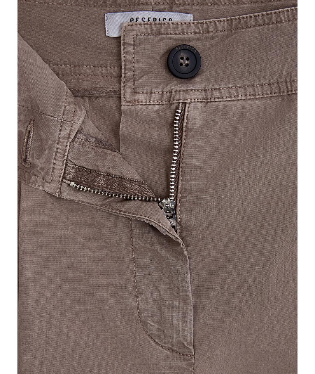 PESERICO Коричневые хлопковые прямые брюки, фото 6