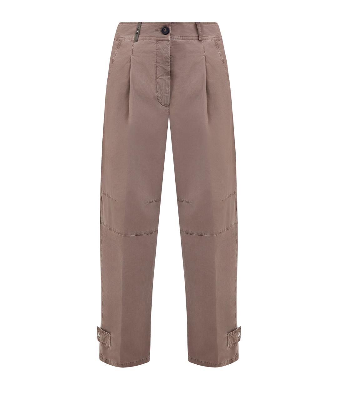 PESERICO Коричневые хлопковые прямые брюки, фото 1