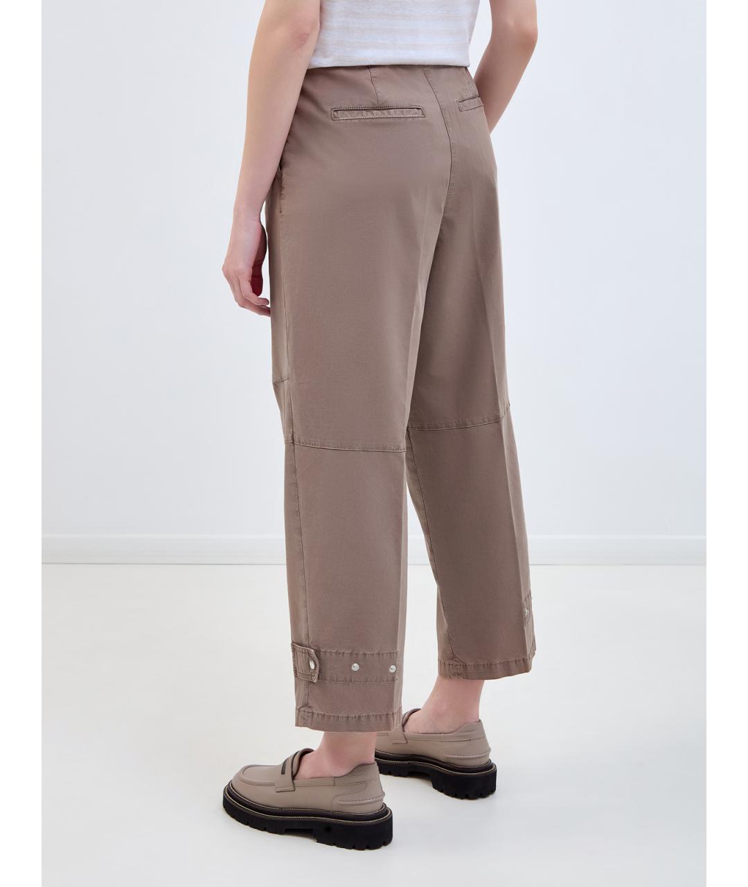 PESERICO Коричневые хлопковые прямые брюки, фото 4