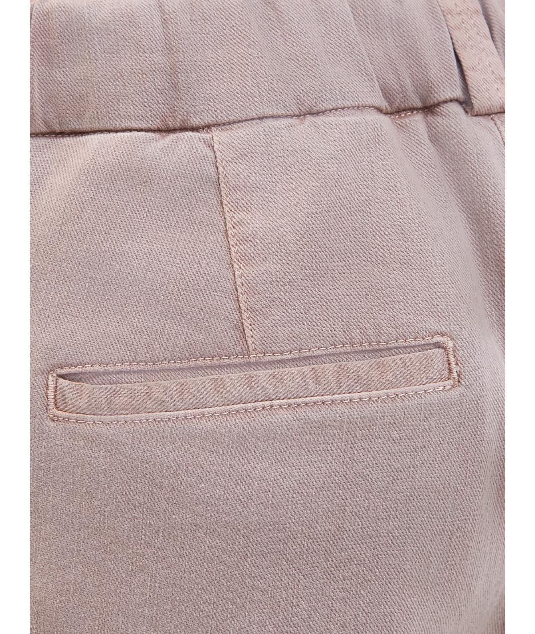 PESERICO Коричневые хлопковые прямые брюки, фото 3