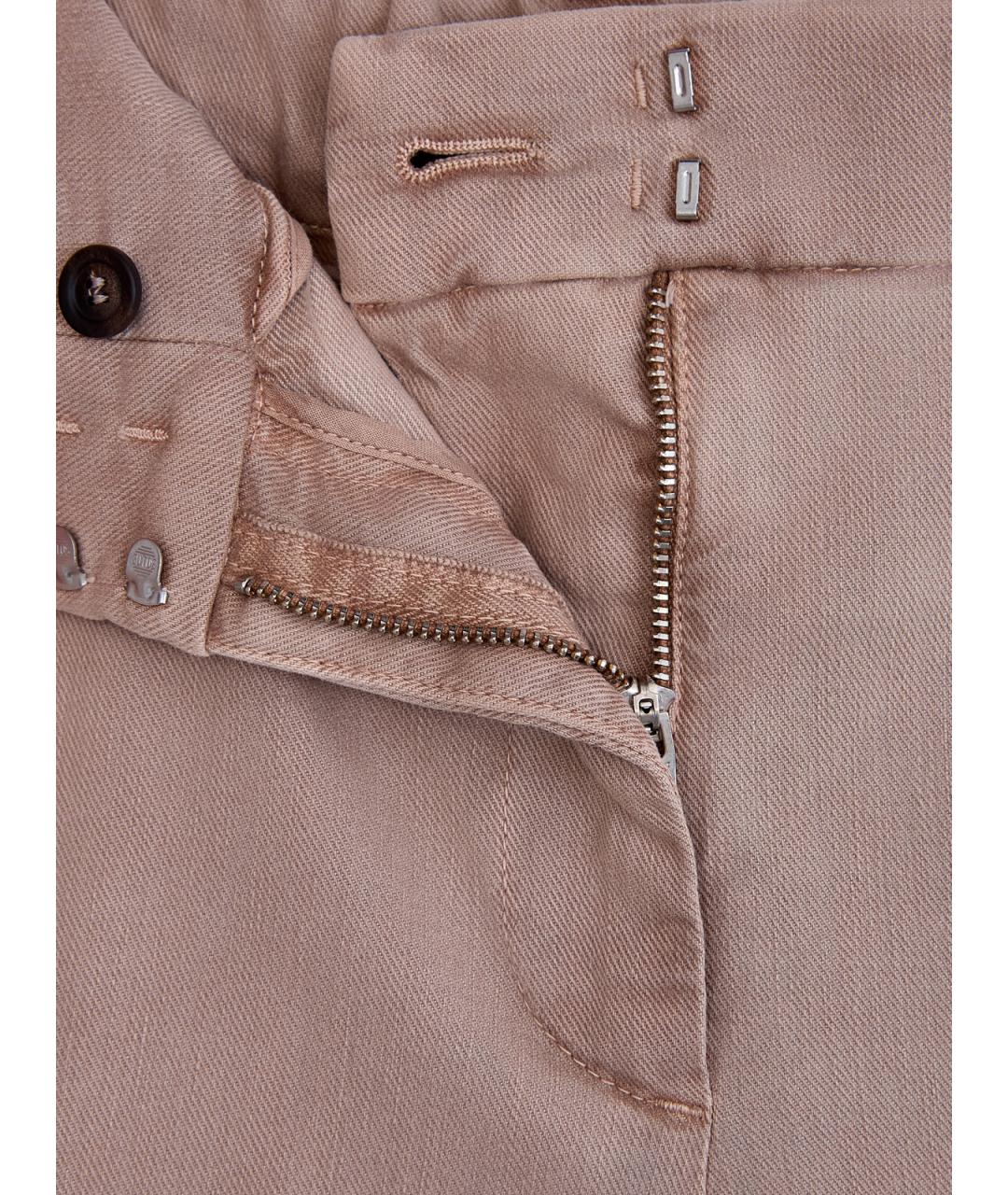 PESERICO Коричневые хлопковые прямые брюки, фото 4