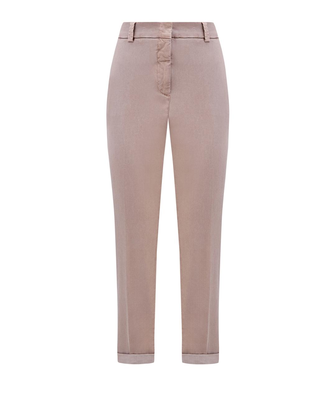 PESERICO Коричневые хлопковые прямые брюки, фото 5